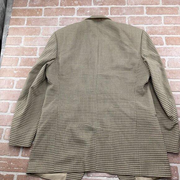 Bachrach Blazer Men 42L‎ Beige Gray Check Woven Classic Jacket Wool Canada VTG - Picture 9 of 15